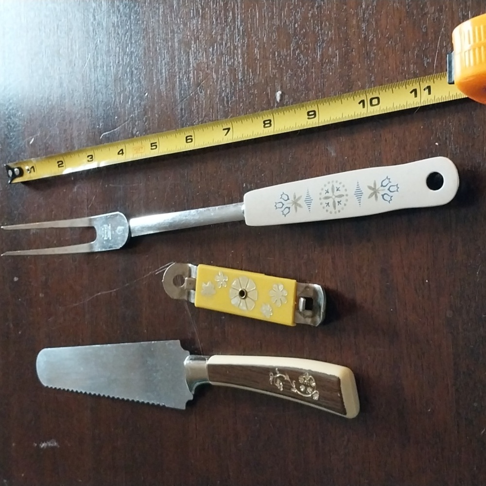 Vintage cake cutter/server, serving fork and can/bottle opener